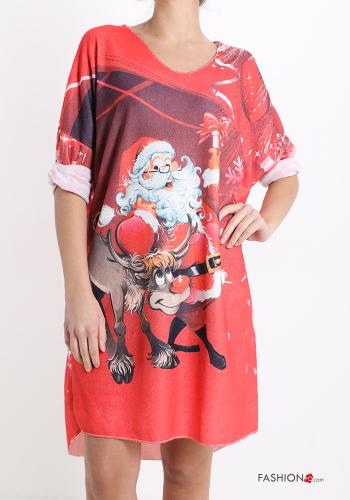  Christmas Cotton Tunic  Strawberry red