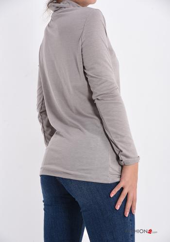  Long sleeved top Rollneck Beige
