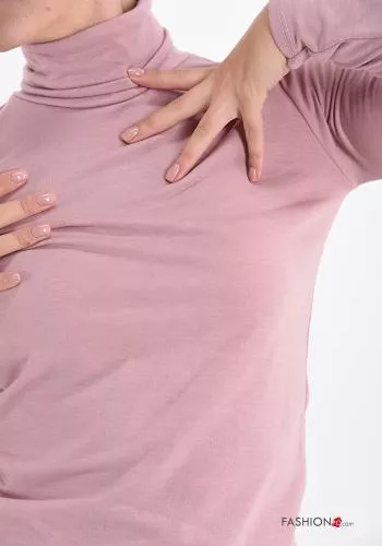  Camisola de mangas compridas gola rolê 