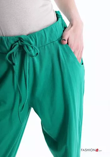  Pantalon en Coton avec poches avec noeud 