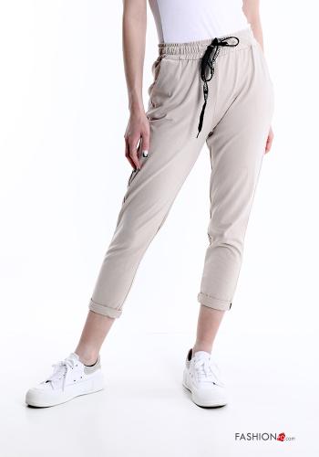  Pantalone sportivo in Cotone con tasche con fiocco  Beige
