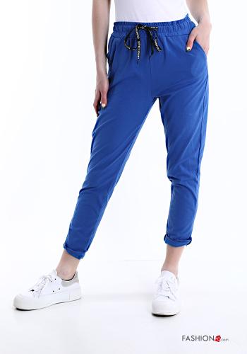  Pantalone sportivo in Cotone con tasche con fiocco  Blu elettrico