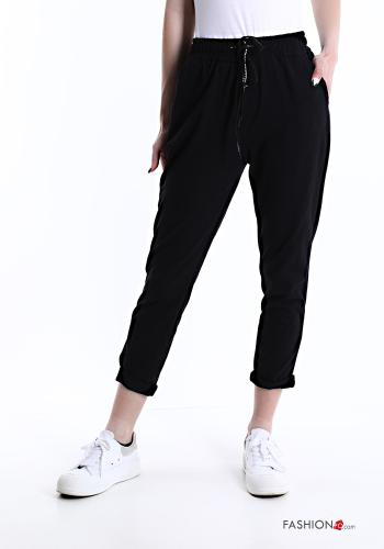  Pantalones deportivos de Algodón con bolsillos con moño  Negro