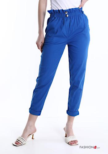  Cotton Trousers with pockets Electric blue
