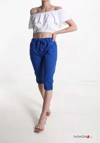  Cotton Cropped Trousers with pockets with bow
