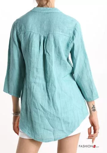  Linen Blouse with buttons with v-neck