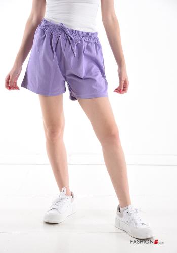  Cotton Shorts with bow Purple