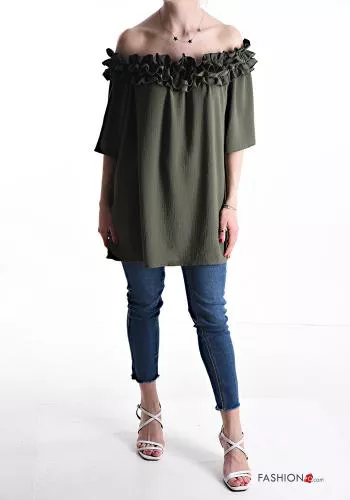  short sleeve Blouse with flounces with elastic