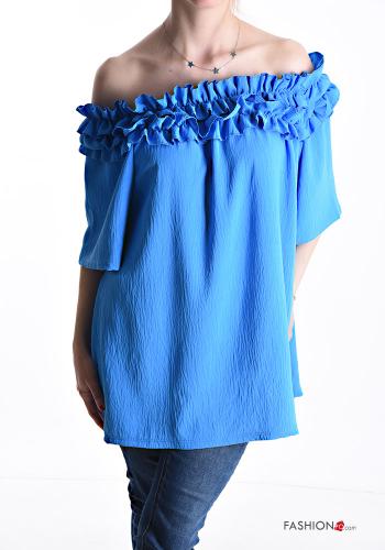  short sleeve Blouse with flounces with elastic Dodger Blue