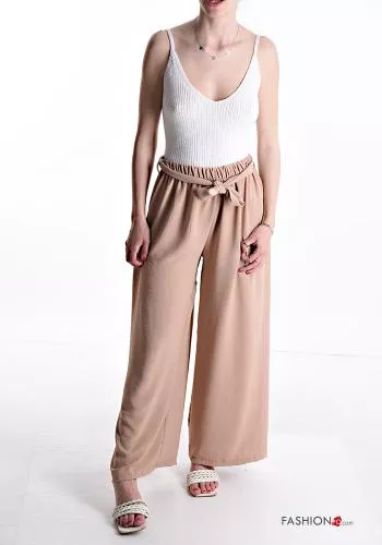  wide leg Trousers with elastic with sash