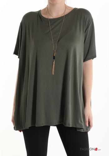  T-shirt with necklace Military green