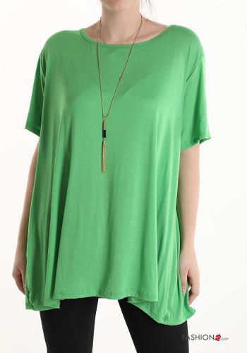  T-shirt com colar  Verde