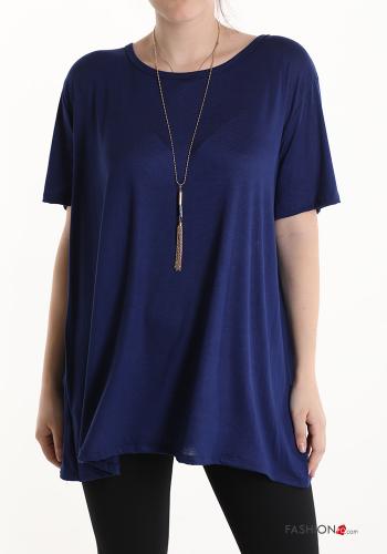  T-shirt com colar  Azul da Pérsia