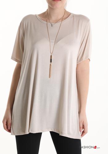  T-shirt with necklace Beige