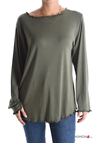  Casual Long sleeved top  Military green