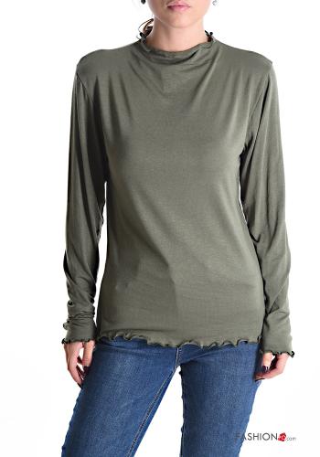  Casual Long sleeved top  Green Asparagus