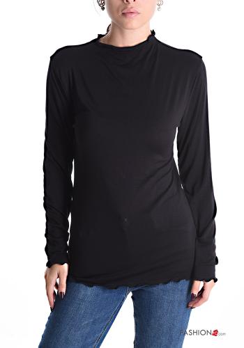  Casual Long sleeved top  Black