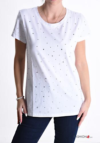  Cotton T-shirt with rhinestones