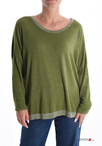  Camiseta de manga larga De lurex  Verde amarillo