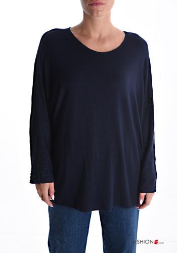  Camiseta de manga larga Estilo Informal  Azul medianoche