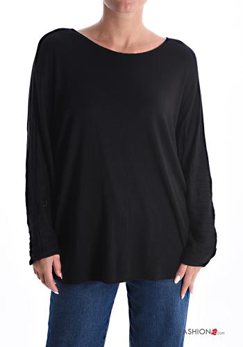  Camiseta de manga larga Estilo Informal  Negro