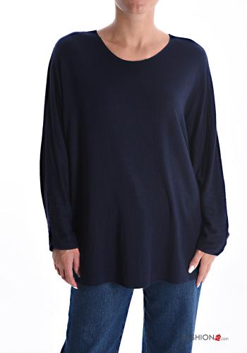  Camiseta de manga larga Estilo Informal  azul de Prusia