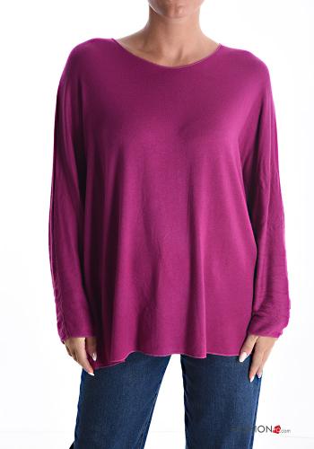  Camiseta de manga larga Estilo Informal  Cereza rosa