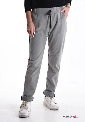 Joggers with drawstring with elastic with pockets Grey
