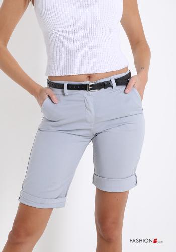  Bermuda in Cotone con cintura con tasche  Grigio