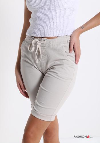  Bermuda in Cotone con tasche con fiocco  Beige