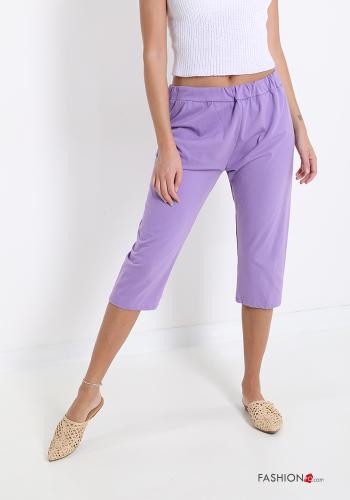 Cropped Trousers in Cotton Lilac