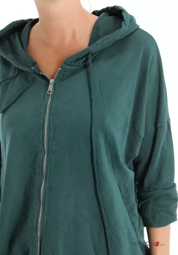  Cotton Sweatshirt with pockets with hood with zip