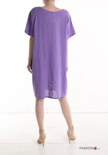  short sleeve knee-length Cotton Dress with pockets