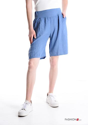  Bermudas de Lino con bolsillos con elástico  Azul Saboya