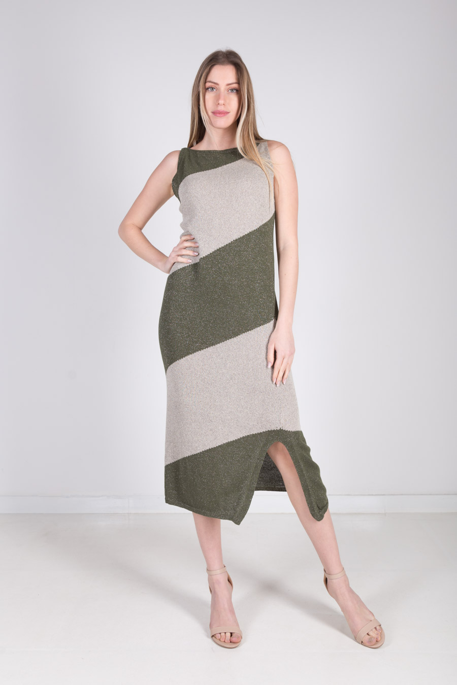 SHEIN LUNE Abo polo casual e ampio a righe con spacco laterale