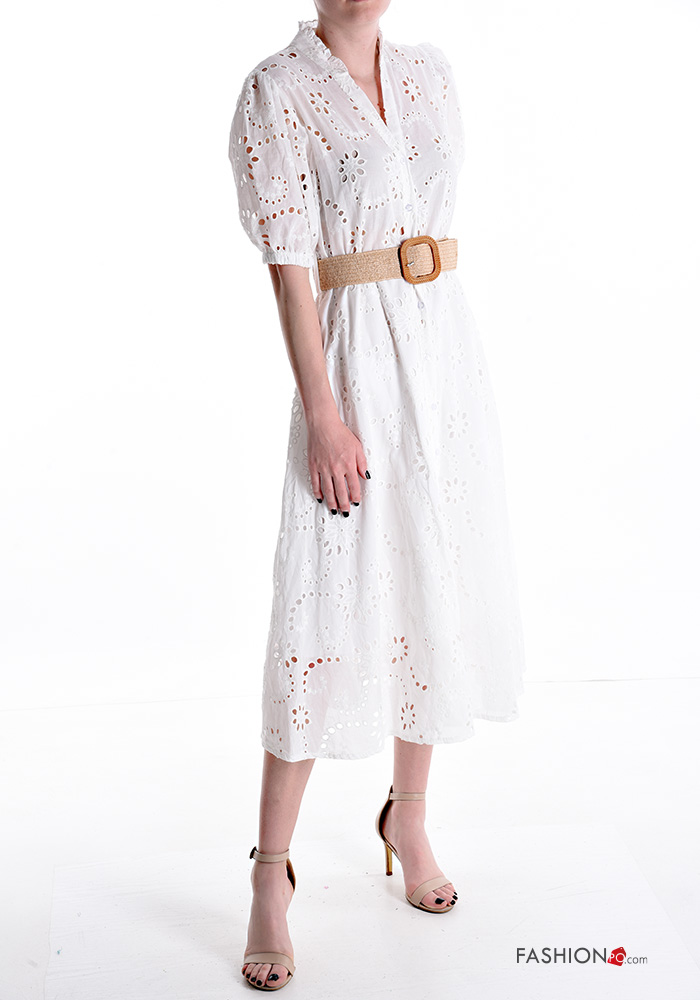 Vestito Pizzo Sangallo Bianco Abito Bianco Lungo Cotone Abito