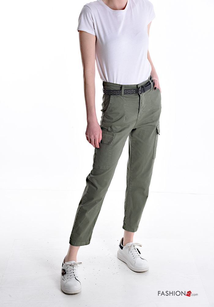 Pantalone Cargo Kendindza - Cotone Ed Elastan, Vita Alta, Tasche, Comodo Per Sport E Casual - Foto 11