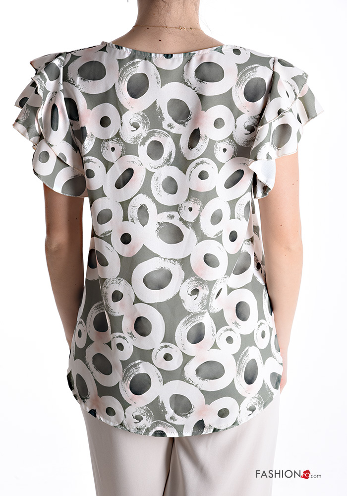 Il Gufo Camicia con volant in fantasia A24CL169C4128