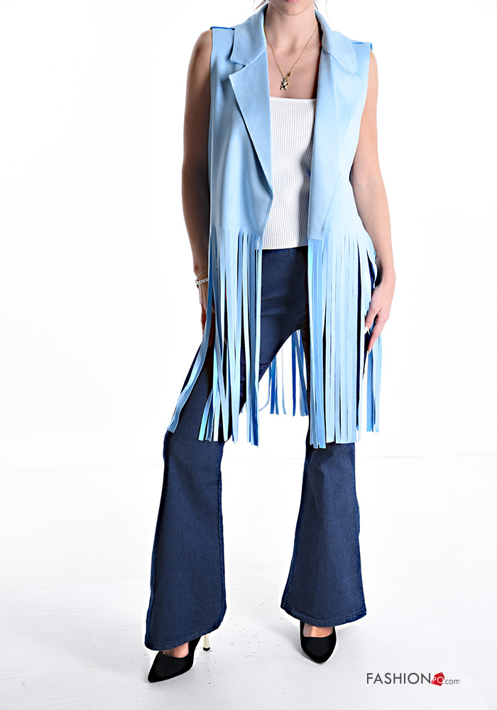 Top smanicato con arricci