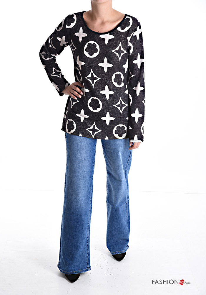 Fisoew Maglia a maniche lunghe da donna a nido d'ape, con