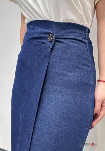 Gonna in Cotone denim con bottoni con spacco - ph 3