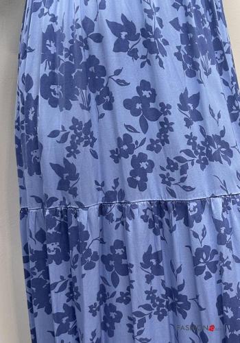 Floral backless Dress with flounces with elastic with v-neck - ph 3