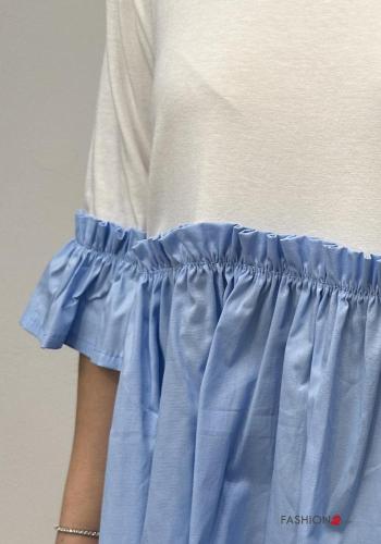 mini crew neck Cotton Dress with elastic 3/4 sleeve - ph 3