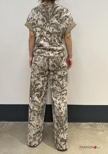 Pantalone lungo Fantasia floreale con nastro con elastico - ph 2