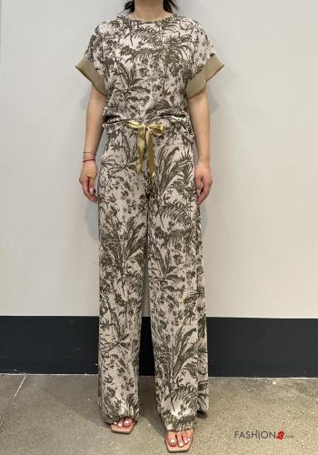 Pantalone lungo Fantasia floreale con nastro con elastico - ph 3