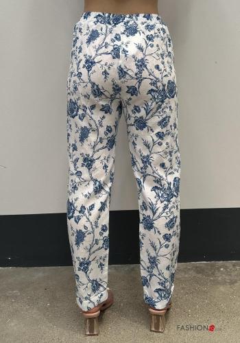 Pantalones de Lino Estampado Floral con bolsillos con elástico - ph 2