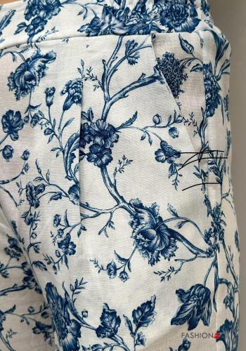 Pantalones de Lino Estampado Floral con bolsillos con elástico - ph 3