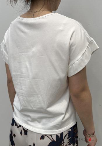 T-shirt in Cotone maniche corte girocollo con frange - ph 3