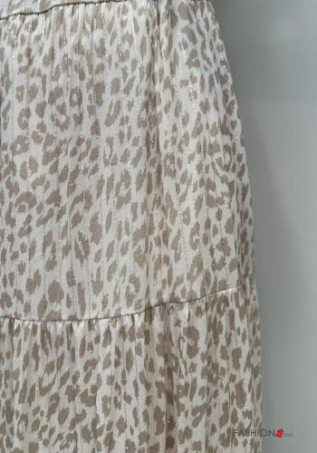 Animal print long Cotton Skirt with flounces with elastic - ph 2