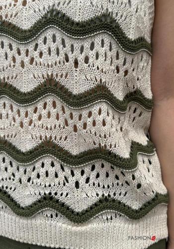 Top de Algodón crochet sin mangas cuello redondo Patrón bordado - ph 3